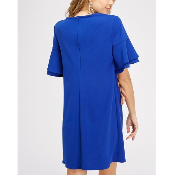 Royal Blue Ruffle Sleeve Dress - Picture 4 of 10